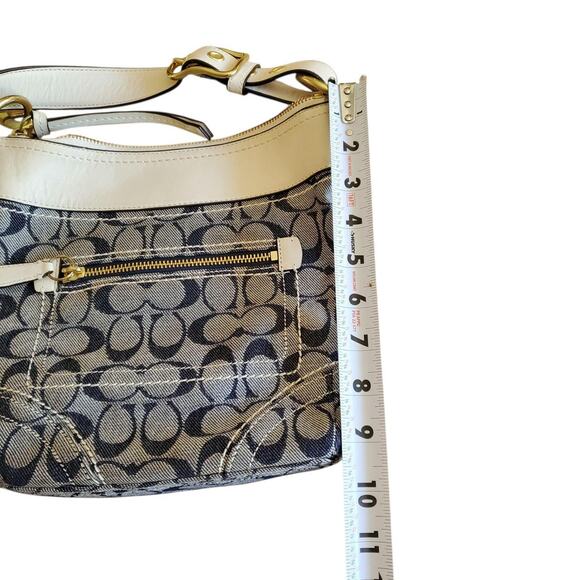 Coach Signature Cross Body Shoulder Bag Denim, Leather and Gold Toned Brass - Picture 6 of 9